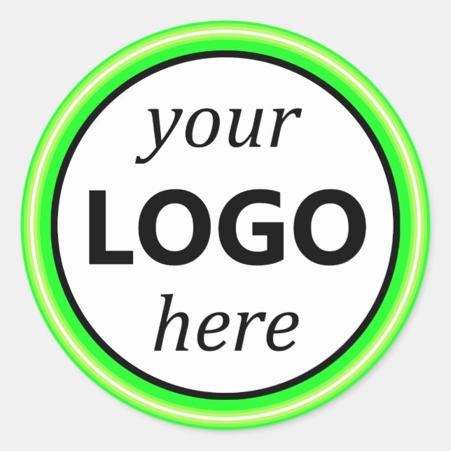 Bright Light Green Neon Your Circle Logo Image Pic Classic Round Sticker (Front)