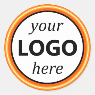 Bright Light Orange Neon Your Circle Logo Image Classic Round Sticker