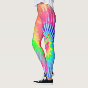 Bright Light Rainbow Psychedelic Starburst Tie Dye Leggings