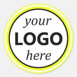 Bright Light Yellow Neon Your Circle Logo Image Classic Round Sticker