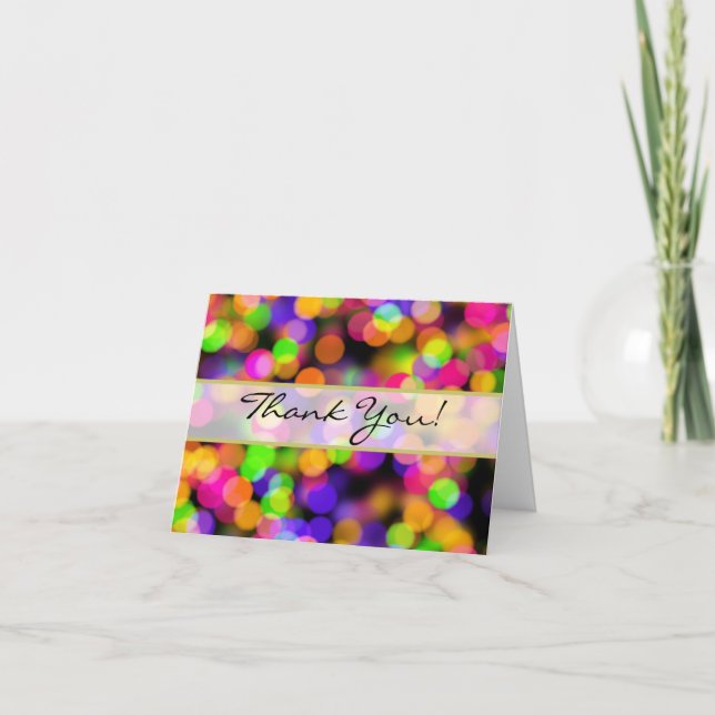 Bright  Lights Bokeh Wedding Thank You Card (Front)