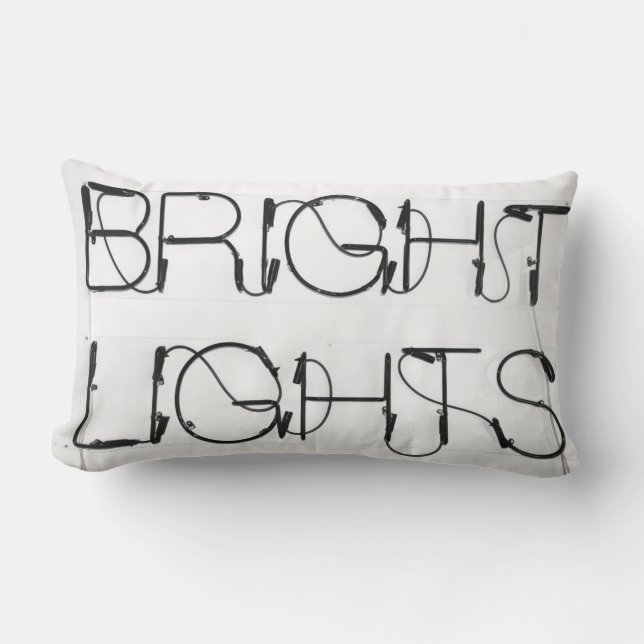 Bright lights neon sign black and white pillow (Front)