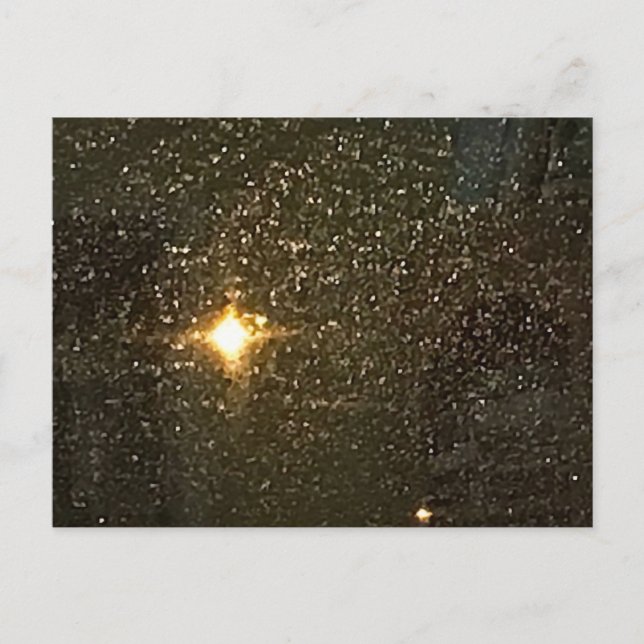 Bright Lights Night Sky through Raindrops Window Postcard (Front)