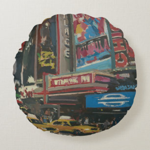 Bright Lights Times Square 2012 Round Pillow