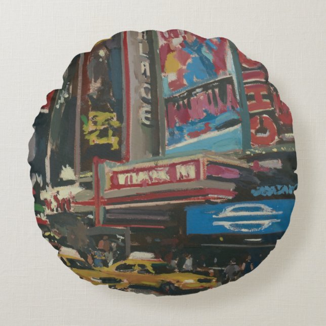 Bright Lights Times Square 2012 Round Pillow (Front)