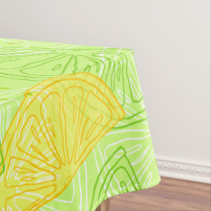Bright lime green citrus lemons pattern tablecloth
