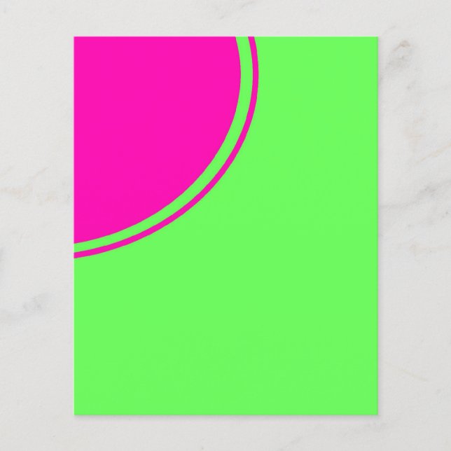 Bright lime green pink mod circle flyer (Front)