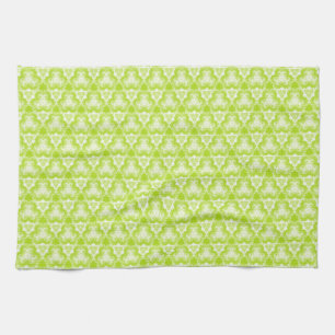 Bright Lime Green Spiral Pattern Kitchen Towel