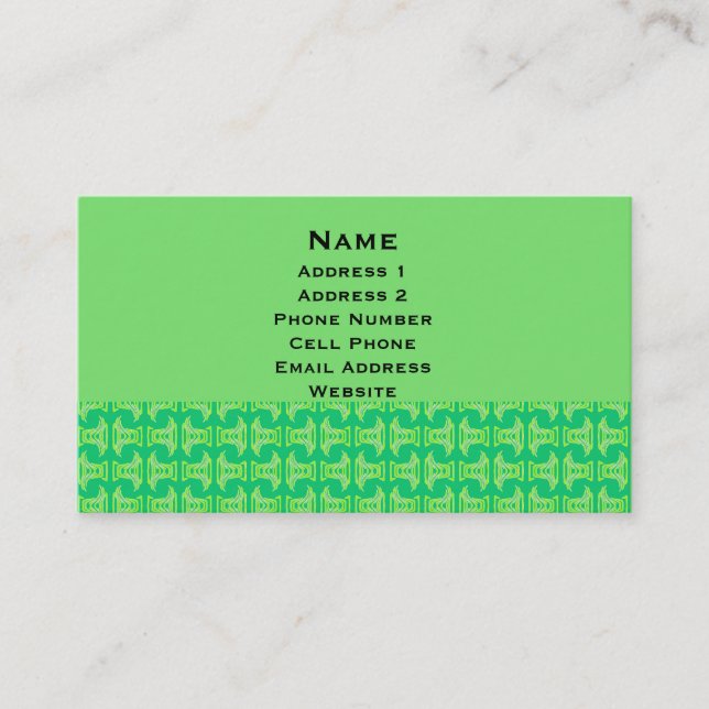 Bright Lime Green Tribal Pattern Business Card (Front)