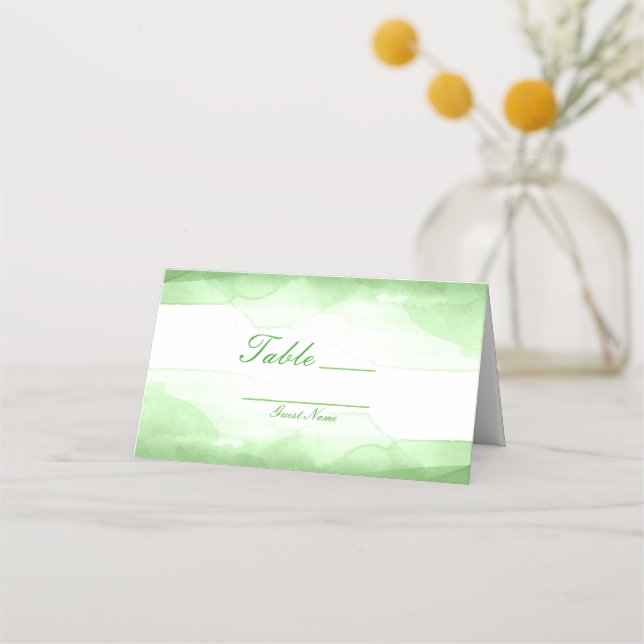 Bright Lime Green Watercolor Table Number Seating Place Card (Front)
