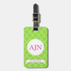 Bright Lime Monogram Luggage Tag