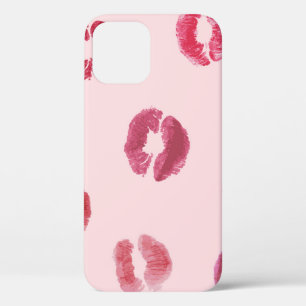 Bright Lips Imprints Valentine Pattern iPhone 12 Case