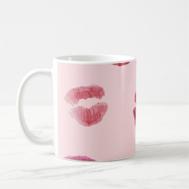 Bright Lips Imprints Valentine Pattern Coffee Mug (Left)