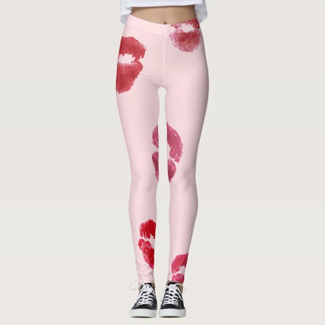 Bright Lips Imprints Valentine Pattern Leggings (Front)