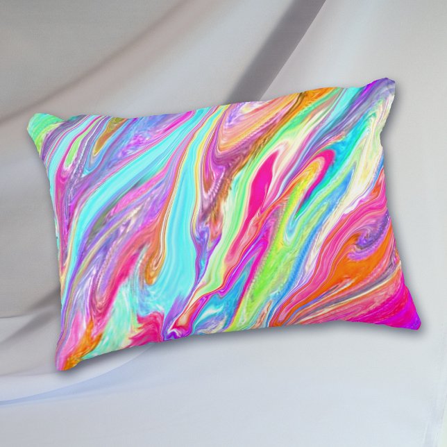 Bright Liquid Colour Neon Abstract Pattern Accent Pillow (Creator Uploaded)