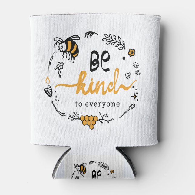 Bright logo with kind bee can cooler (Front)