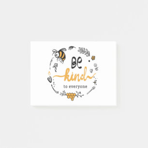 Bright logo with kind bee post-it notes