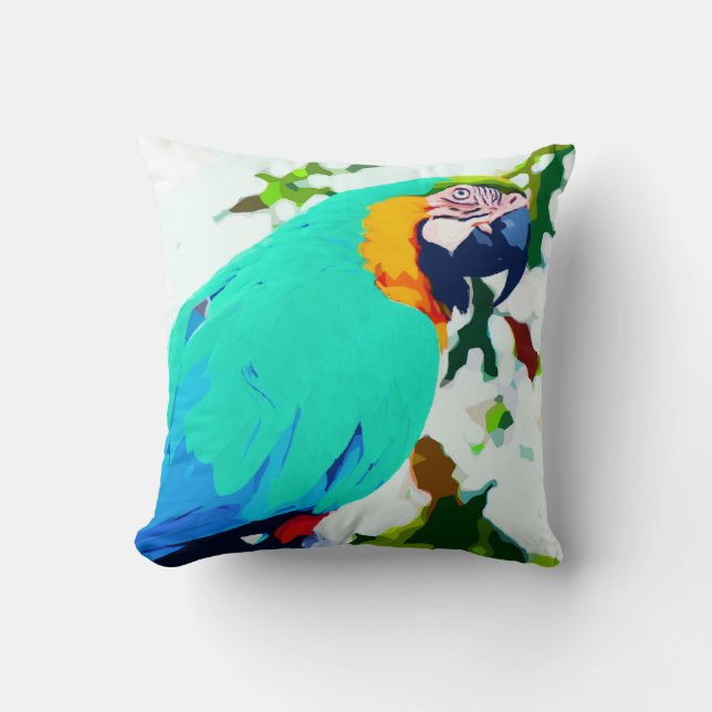 Bright Macaw Parrot Portrait Throw Pillow (Front)