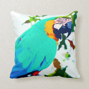 Bright Macaw Parrot Portrait Throw Pillow