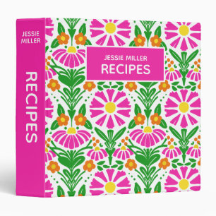 Bright Magenta Orange Green Floral Pattern Custom Binder