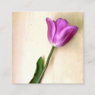 Bright Magenta Tulip Poetic Square Business Card