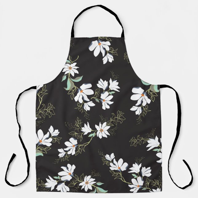 Bright Magnolia Floral Seamless Pattern Apron (Front)