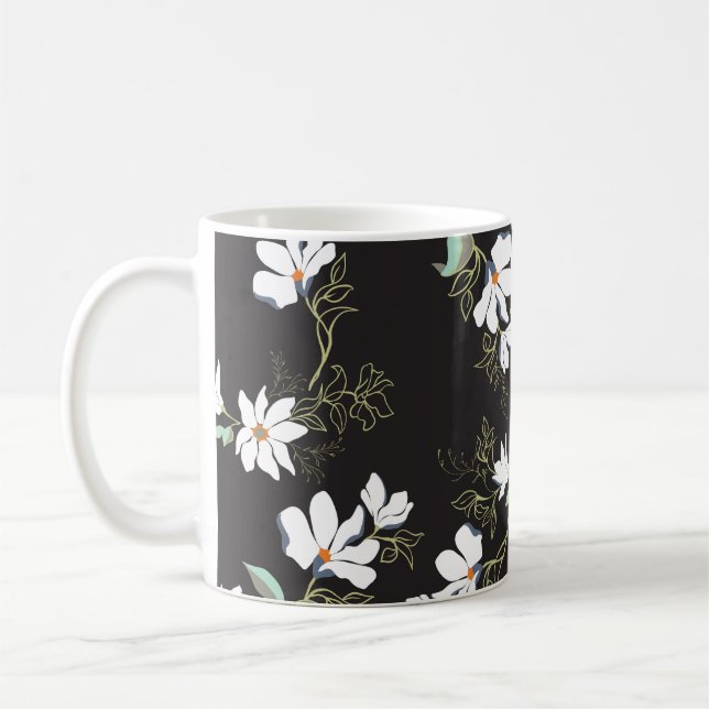 Bright Magnolia Floral Seamless Pattern Coffee Mug (Left)