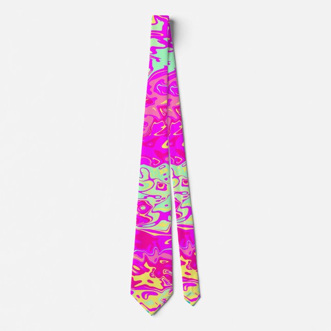 Bright Marbleized Colours Abstract Design on Tie (Front)
