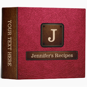 Bright Maroon Elegant Recipe Leather Look Binder