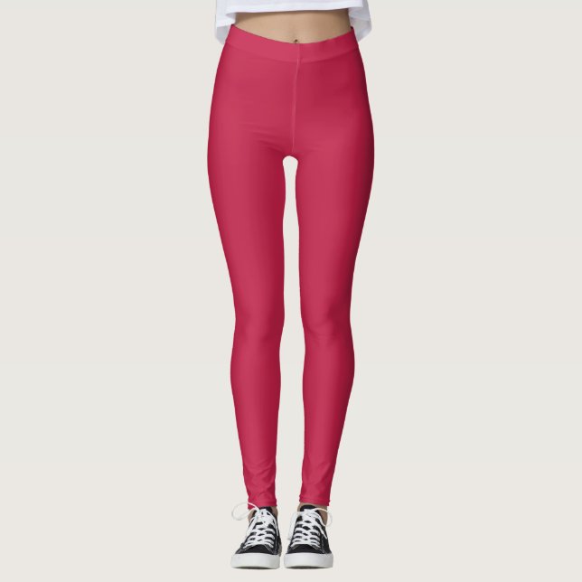 Bright maroon (solid colour)  leggings (Front)