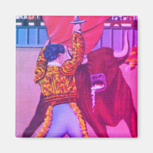 Bright Matador Entertains Crowd with Bull Magnet