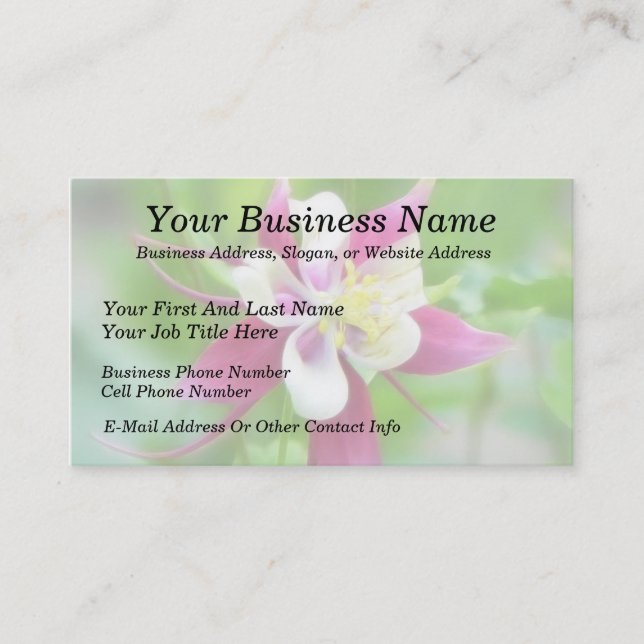 Bright McKana Type Columbine Business Card (Front)