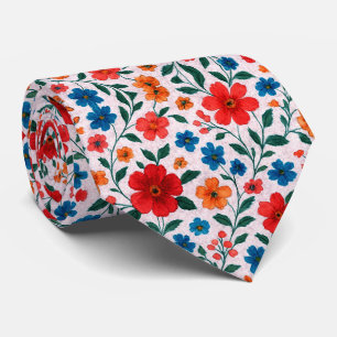 Bright Meadow Flower Pattern Tie
