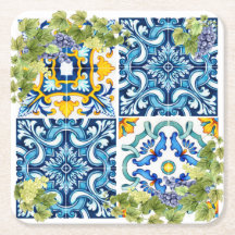 Bright Mediterranean Sicilian Tiles Grape Vine