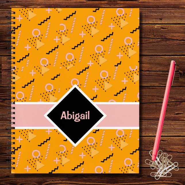 Bright Memphis Pattern Personized Notebook Orange (Creator Uploaded)