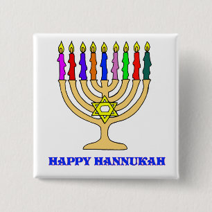 Bright Menorah 2 Inch Square Button