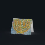Bright Menorah Greeting Card (Blank Inside)<br><div class="desc">The original artwork for this menorah is a mixed-media painting created with acrylic paint, modelling paste, and paper by contemporary Jewish artist Meredith Gould.</div>