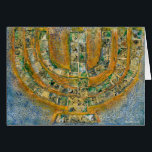 Bright Menorah Greeting Card (Blank Inside)<br><div class="desc">The original artwork for this menorah is a mixed-media painting created with acrylic paint,  modelling paste,  and paper by contemporary Jewish artist Meredith Gould.</div>