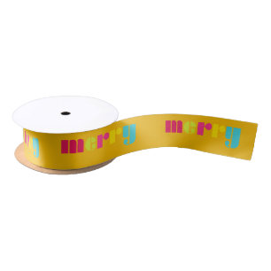 Bright Merry Orange and FuchsiaChristmas Holiday  Satin Ribbon