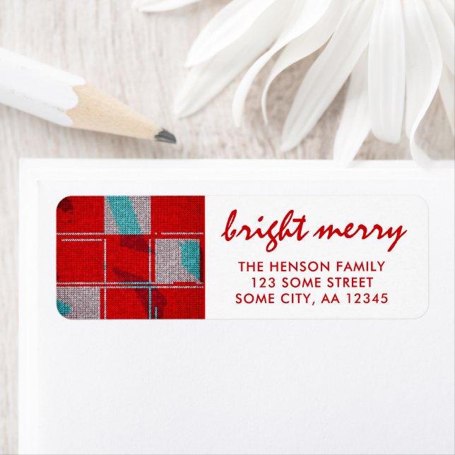Bright Merry Red Knit Tricot Plaid Adresse (En situation)