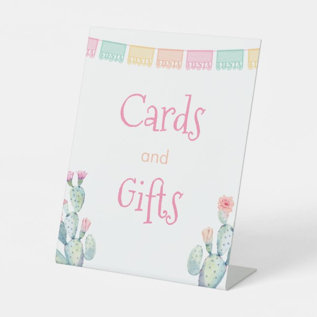 Bright Mexican Fiesta Cards And Gifts Baby Shower Pedestal Sign (Front)