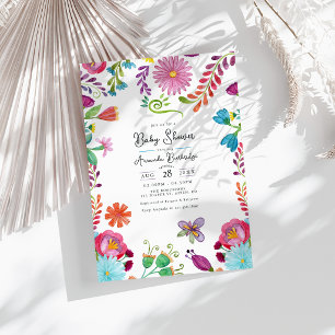 Bright Mexican Folk Art Baby Shower Invitation