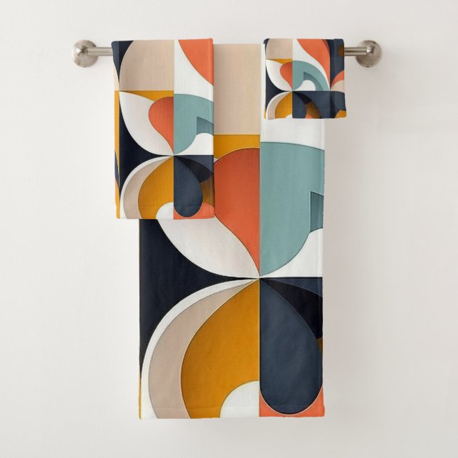 Bright Mid Century Modern  Bath Towel Set (Insitu)