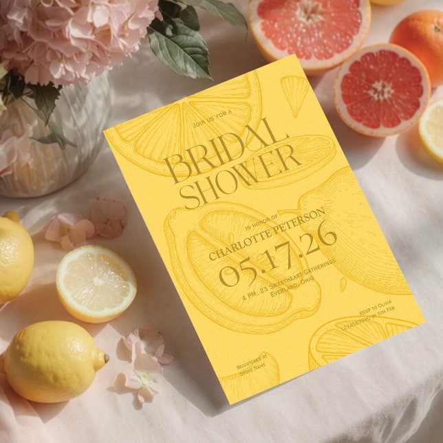Bright Minimalist Citrus Bridal Shower invite (Creator Uploaded)