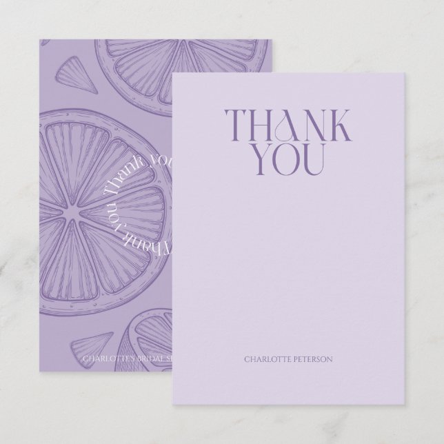Bright Minimalist Citrus Bridal Shower Thank You Card (Front/Back)