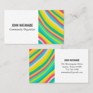 Bright Minimalist Curvy Stripes Handmade  Business Card