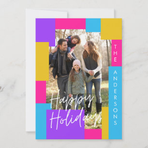 bright modern abstract colourful christmas photo holiday card