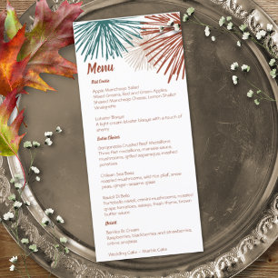 Bright Modern Abstract Dark Teal Copper Bisque Menu
