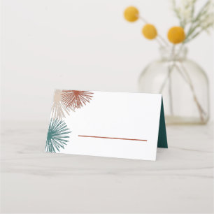 Bright Modern Abstract Dark Teal Copper Bisque Place Card