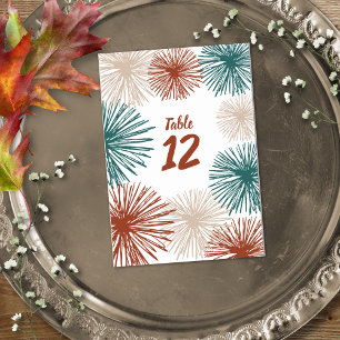 Bright Modern Abstract Dark Teal Copper Bisque  Table Number